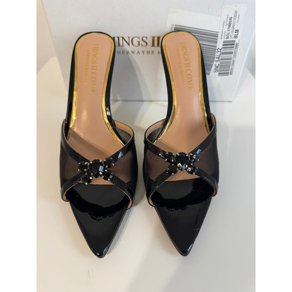 THINGS II COME SHENA Luxurious Slip-on High-Heel Pointed Toe Mules 9.5 - Picture 2 of 5